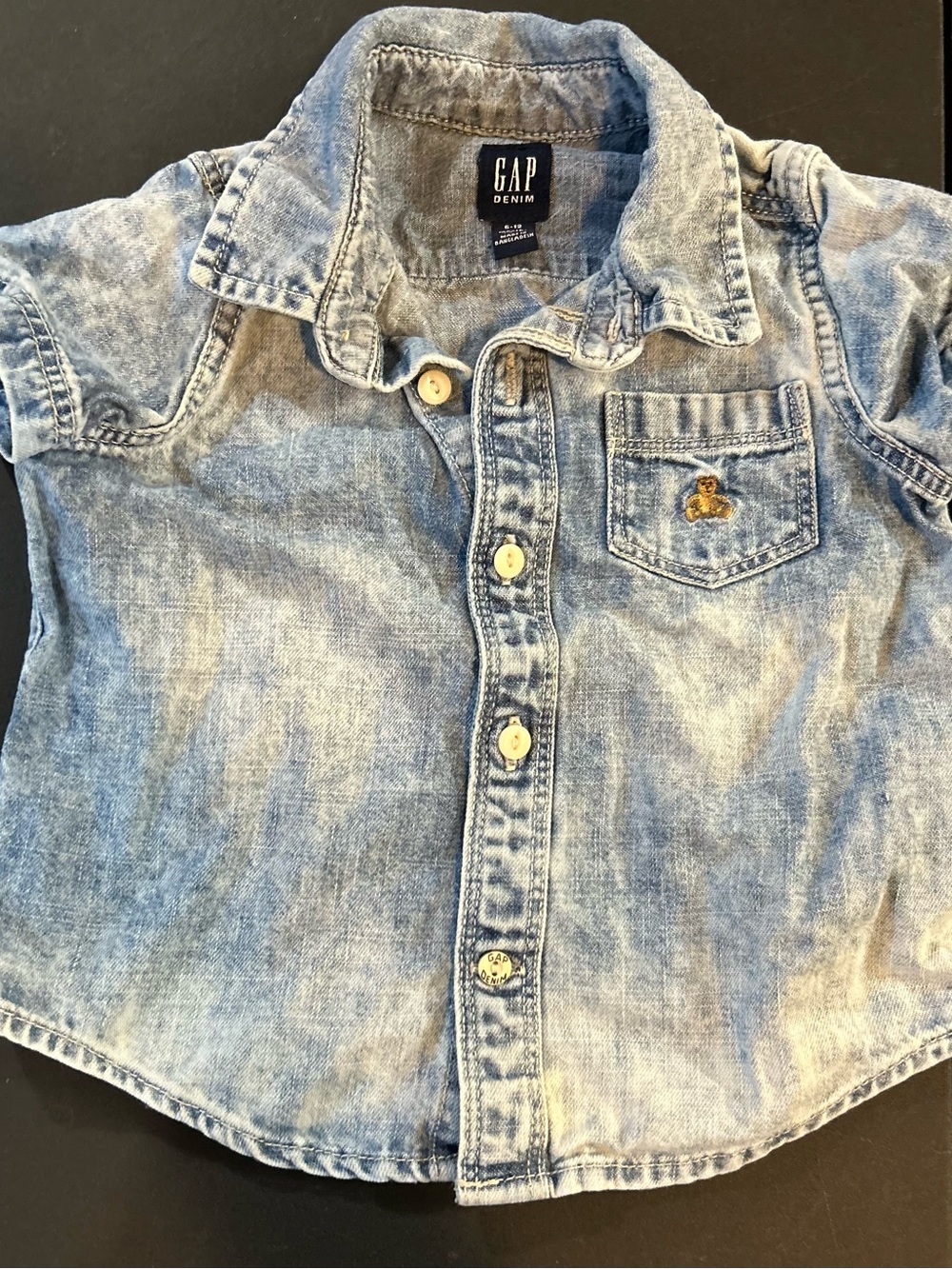 GAP Denim Light Blue Kids' Button-Up Jacket:shirt. 6-12 months
